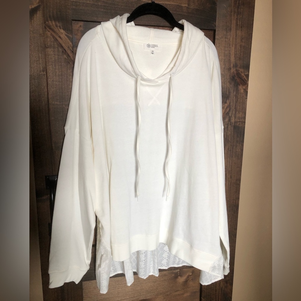 Mixed media hooded pullover by Candace Cameron Bure